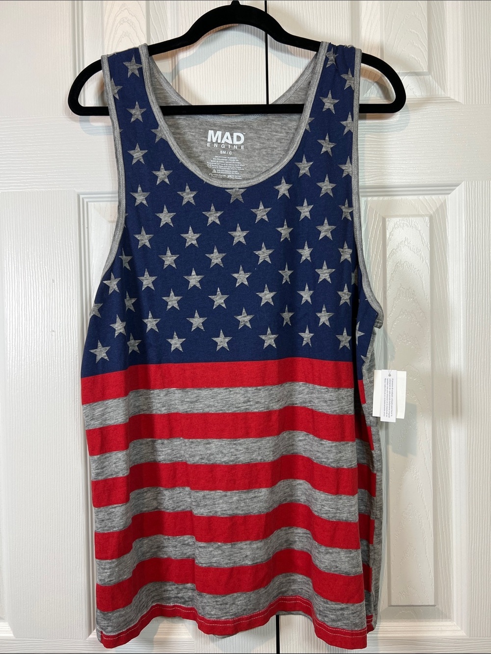 MAD Engine Stars & Stripes Tank Top - Navy, Red, Gray Size S